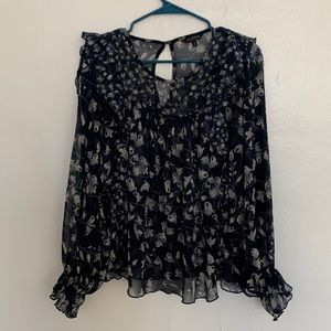 Floral sheer Lucky Brand blouse size M